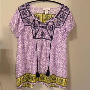 Rachel Zoe Lavender and Gold Patterned Blouse